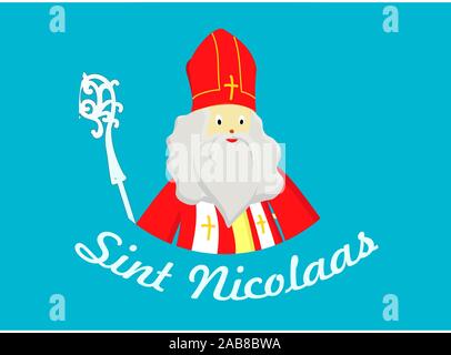 Portrait von St. Nikolaus auf blauem Hintergrund. Dezember Tag der Süßigkeiten und Geschenke. Stockfoto