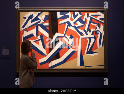 National Gallery, London, UK. 26. November 2019. Junge Bomberg und die Alten Meister Ausstellung von Britischen modernistischen Künstlers David Bomberg (1890-1957) sind neben den nationalen Galerie Bilder, die ihn beeinflusst wird angezeigt. Bild: David Bomberg. Das Schlammbad, 1914. Tate. Credit: Malcolm Park/Alamy leben Nachrichten Stockfoto