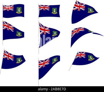 Vektor Zeichnung der Set mit British Virgin Islands Flagge Stock Vektor