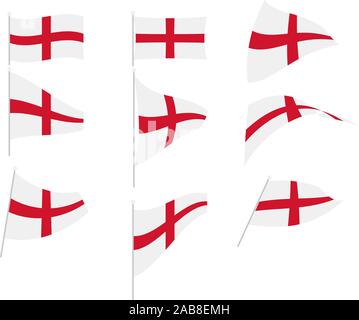 Vektor Zeichnung von Set mit England Flagge Stock Vektor