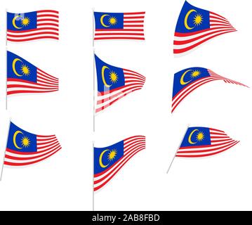 Vektor Zeichnung von Set mit Malaysia Flagge Stock Vektor