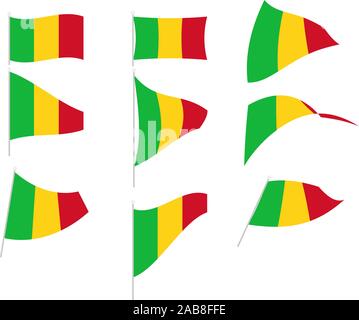 Vektor Zeichnung von Set mit Mali Flagge Stock Vektor