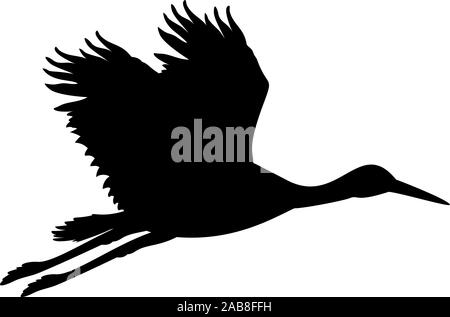 Silhouette der Storch Vogel Symbol auf weißem Hintergrund. Vektor