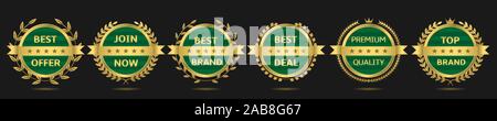 Golden Badge Set Stock Vektor
