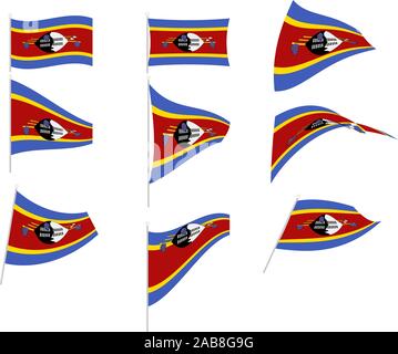 Vektor Zeichnung der Set mit Swasiland - Eswatini Flagge Stock Vektor