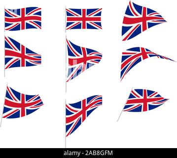 Vektor Zeichnung der Set mit Großbritannien Flagge Stock Vektor