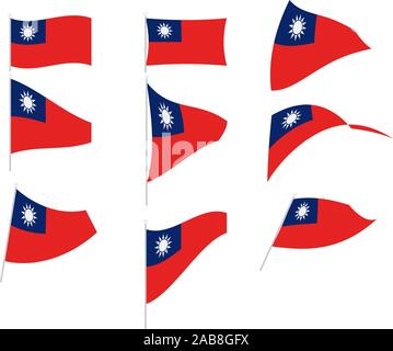 Vektor Zeichnung von Set mit Taiwan Flagge Stock Vektor