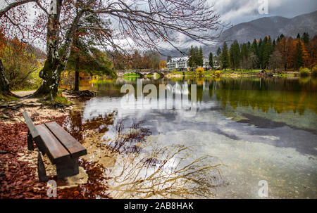 Bohinjer See im Herbst, Slowenien Stockfoto