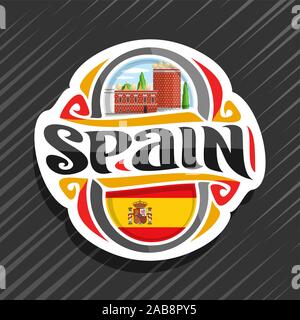 Vektor logo für Spanien Land, Kühlschrank Magnet mit spanischer Flagge, original brush Schrift für Wort spanien, spanische Symbol - Museum und Theater von salvado Stock Vektor