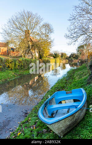 Hochwasser vom Fluss Severn schließen Draper Lane in den Severn Vale Dorf Hasfield, Gloucestershire UK am 18/11/2019 Stockfoto