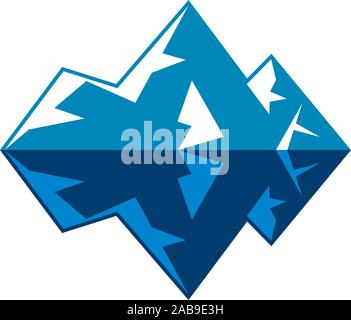 Vektor Symbol der arktischen Winter Ice Mountain. Symbol des Blauen und Weißen Eisberg im Ozean. Abstrakte Gestaltung von Deep Freeze unterzeichnen. Eis der Antarktis berg in Wasser Stock Vektor