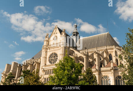 Außenansicht des Église Saint-Eustache in Paris, Frankreich. Stockfoto