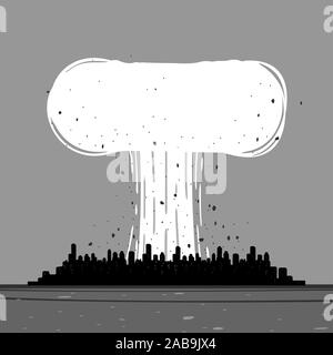 Vector Illustration einer nuklearen Explosion in der Stadt Stock Vektor