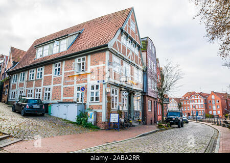 Stade, Deutschland - 11 November 2019. Der historischen Innenstadt der Hansestadt. Stockfoto