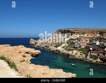 Popeye Village, sweethaven Village in der Nähe von Mellieha Bay, der Republik Malta, Mittelmeer, Europa Stockfoto