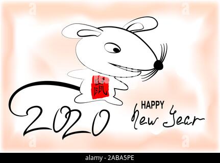 Happy Chinese New Year. (Chinesische Übersetzung: Tierzeichen Ratte) Stock Vektor