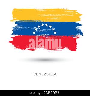 Venezuela bunten Pinselstrichen gemalten nationalen Flagge Symbol. Malte Textur. Stock Vektor