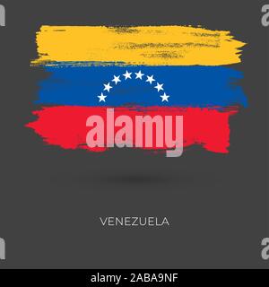 Venezuela bunten Pinselstrichen gemalten nationalen Flagge Symbol. Malte Textur. Stock Vektor