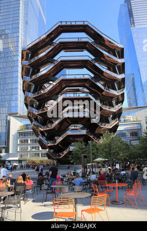 Das Schiff, das Treppenhaus und der Hudson Yards, Manhattan, New York City, Vereinigte Staaten von Amerika, entworfen von Architekt Thomas Heatherwick Stockfoto