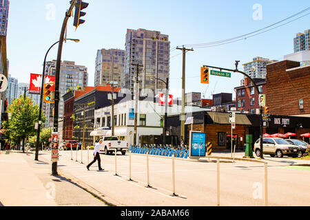 19. Juni 2018, Vancouver, Kanada: Editorial Foto Foto von False Creek und Downtown Vancouver in Vancouver, Kanada. Stockfoto