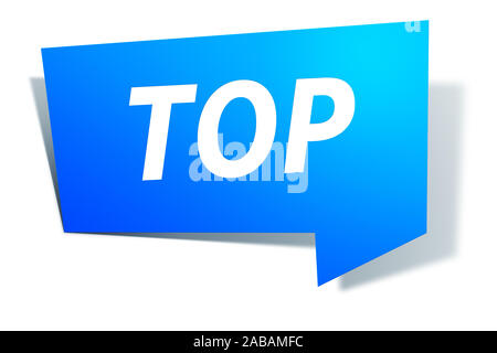 Ein blaues Etikett vor weissem Hintergrund mit der Aufschrift: 'TOP'