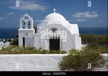 Fira, auf der Insel Thira oder Thera, ist eine kleine Stadt mit dem giechischen Archipel Santorin auf den Kykladen. Stockfoto