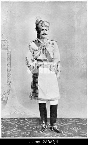 Halbton Portrait von Allgemeinen Maharaja Sir Ganga Singh, GCSI, GCIE, GCVO, GBE, KCB, GCStJ (880-1943) herrschenden Maharaja des fürstlichen Staat von Bikaner (im heutigen Rajasthan, Indien) von 1888 bis 1943. Er wird weithin als einer modernen reformistischen visionär gedacht. Stockfoto