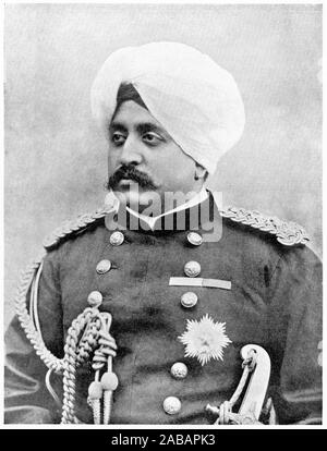 Halbton Portrait von Allgemeinen HH Raja Sir Amar Singh, (1864-1909) K.C.I.E., Commander-in-chief von Jammu und Kaschmir Kaschmir Armee, Vizepräsident des Verwaltungsrats 1891. Bruder Sir Maharaja Pratap Singh. Stockfoto