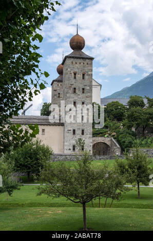 Das zu denen Stockalperschloss wurde zwischen 1651 und 1671 in der Walliser Stadt Brig in der Schweiz erbaut. Stockfoto