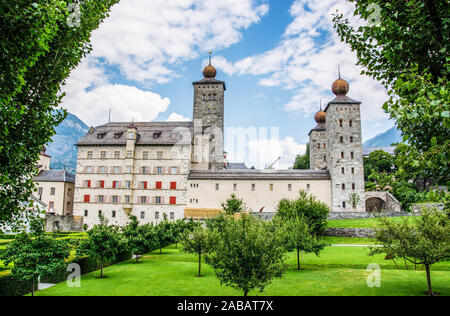 Das zu denen Stockalperschloss wurde zwischen 1651 und 1671 in der Walliser Stadt Brig in der Schweiz erbaut. Stockfoto