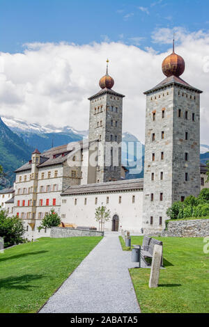 Das zu denen Stockalperschloss wurde zwischen 1651 und 1671 in der Walliser Stadt Brig in der Schweiz erbaut. Stockfoto