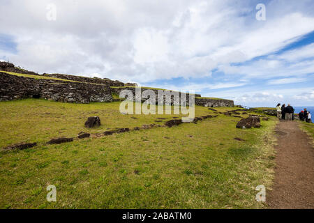 Orongo, Rapa Nui, Easter Island, Chile. Stockfoto