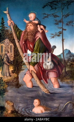 Saint Christopher von Lucas Cranach dem Älteren (1472-1553), Öl auf Linden panel, c 1518-20 Stockfoto