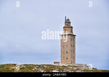 Turm des Herkules oder Torre de Hercules ist eine alte römische Leuchtturm in A Coruña (Spanien) Stockfoto