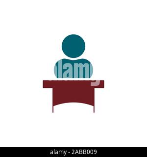 Mann an der Tribüne, Podium Farbe vektor Symbol, Zeichen, Symbol Stock Vektor
