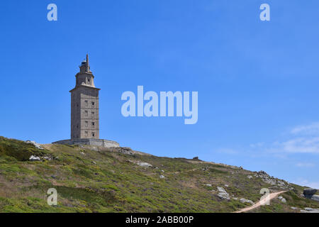 Hercules Tower, A Coruna. Turm von Hercules, ist die älteste römische Leuchtturm arbeiten. Der Turm des Herkules ist ein Weltkulturerbe durch die UNESCO im 20. Stockfoto