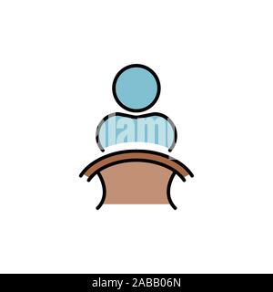 Mann an der Tribüne, Podium Farbe vektor Symbol, Zeichen, Symbol Stock Vektor
