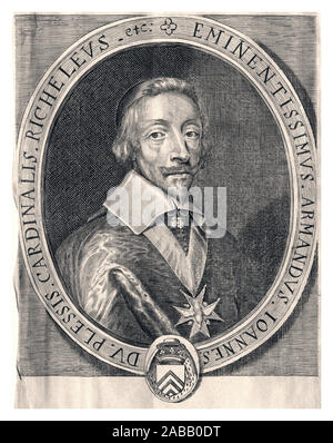 Jahrgang 1698 GRAVUR Kardinal RICHELIEU Kardinal Richelevs, Kardinal Armand Jean du Plessis, Herzog von Richelieu Kardinal Richelieu von William Hooker line Gravur, veröffentlicht 1698 Cardinal-Duke de Richelieu, tolle Staatsminister im Amt am 12. August 1624 - 4. Dezember 1642 Monarch Louis XIIIArmand Jean du Plessis de Richelieu, Cardinal-Duc de Richelieu (1585-1642), französischer Geistlicher, Chief Minister edel und Louis XIII. Stockfoto