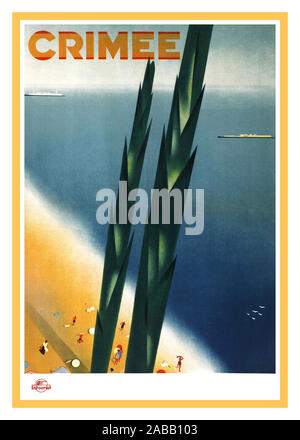 Krim TAVEL POSTER Vintage 20er/30er Retro travel Poster Förderung Urlaub auf der Krim (CRIMEE) Stockfoto