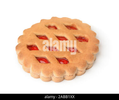 Konfitüre gefüllt Cookie isoliert auf weißem Stockfoto