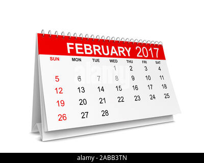 Kalender für 2017 Jahr. 3d-Abbildung auf weißem Hintergrund Stockfoto
