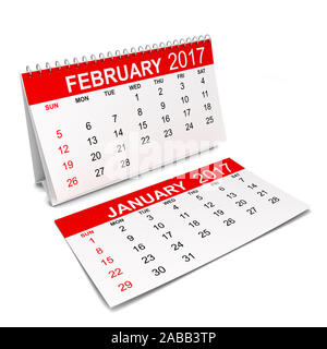Kalender für 2017 Jahr. 3d-Abbildung auf weißem Hintergrund Stockfoto