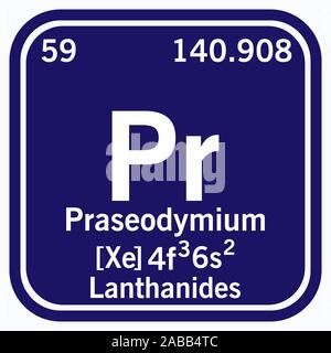 Praseodym Periodensystem der Elemente Vektor-illustration eps 10. Stock Vektor