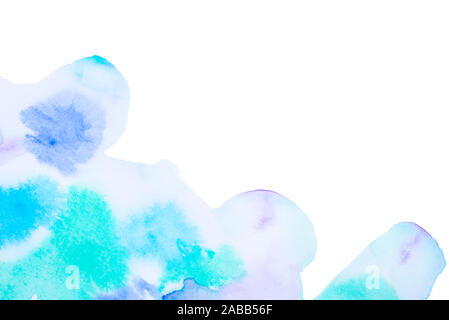 Abstrakte Aquarell Hintergrund mit blau und türkis Flecken. Stockfoto