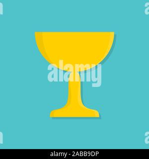 Gelb Golden Cup Symbol. Blauen Hintergrund. Flat Style Vektor Stock Vektor