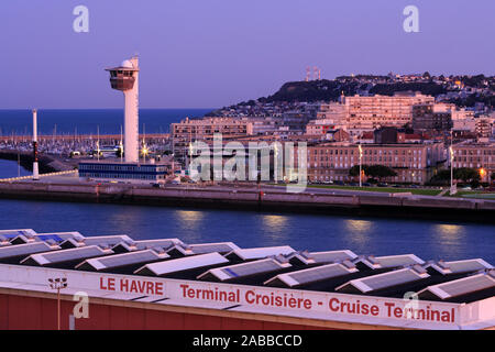 Port Control Tower, Le Havre, Normandie, Frankreich Stockfoto