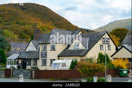 Aber Falls Hotel, Abergwyngregyn, Gwynedd, Wales. Im November 2019 getroffen. Stockfoto