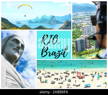 Kreative collage Inspiriert durch Blick auf Rio de Janeiro. Brasilien. Lateinamerika. Das beste Reiseziel. Stockfoto