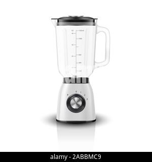 Vector 3d Realistische Elektroweiß Entsafter Mixer Gerät mit Glasbehälter Symbol Closeup isoliert auf weißem Hintergrund. Design Template, Gesundheit Stock Vektor