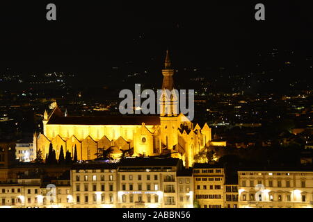 Skyline von Florenz Italien in der Nacht. Stockfoto